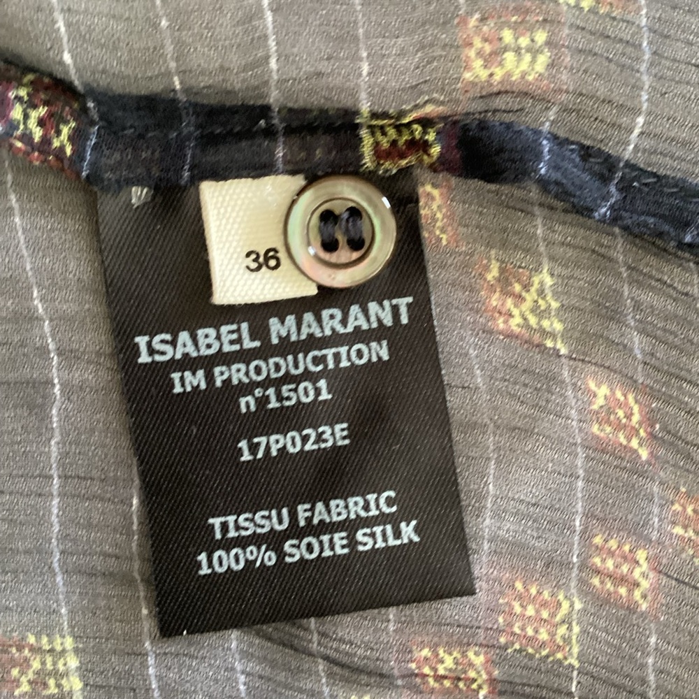 Etoile Isabel Marant Blue Sheer Blouse with Mandarin Collar - Picture 7 of 7